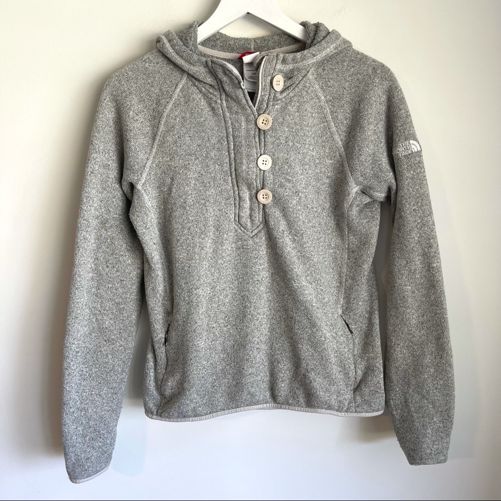 The North Face 1/4 zip gray hooded sweater size large